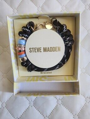 Steve Madden Brown Braided Rope Bracelet with Blue, Pink and Orange Accents